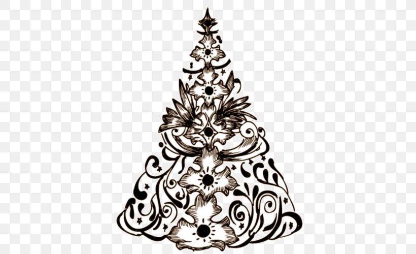 Christmas Tree Drawing, PNG, 500x500px, Christmas Tree, Black And White, Christmas, Christmas Decoration, Christmas Ornament Download Free