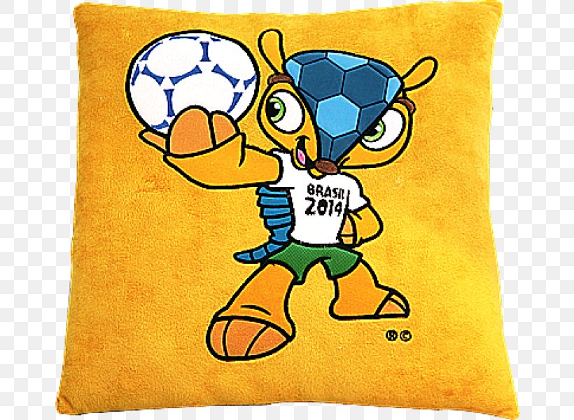 2014 FIFA World Cup Throw Pillows Cushion Fuleco, PNG, 800x600px, 2014 Fifa World Cup, Cartoon, Cushion, Fictional Character, Fifa Download Free