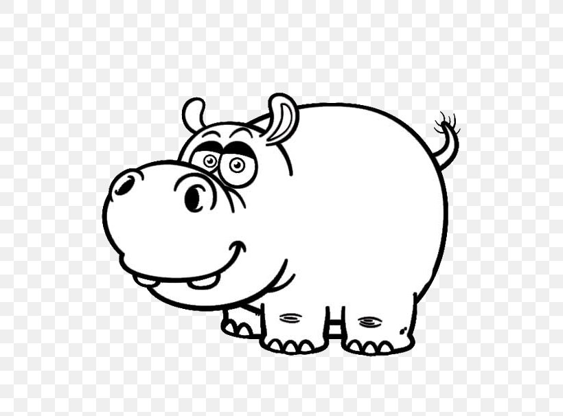 Hippopotamus Cartoon Drawing Black And White Clip Art, PNG, 627x606px, Hippopotamus, Area, Art, Black, Black And White Download Free