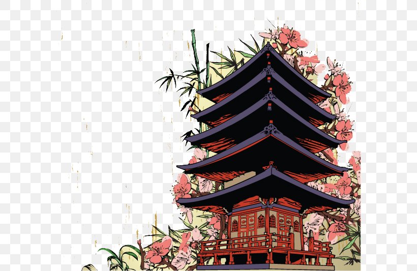 Japan Mural Wall Decal, PNG, 600x533px, Japan, Art, Building, Chinese Architecture, Christmas Decoration Download Free