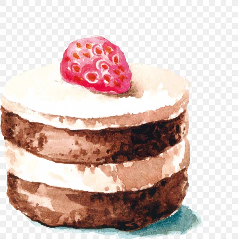 Chocolate Cake Strawberry Cream Cake Watercolor Painting Drawing, PNG, 1200x1202px, Chocolate Cake, Art, Buttercream, Cake, Chocolate Download Free