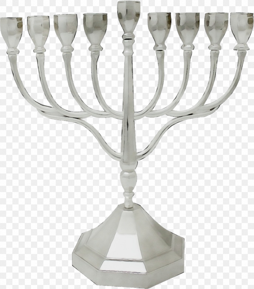 Menorah Candle Holder Glass Silver Silver, PNG, 932x1061px, Watercolor, Candle Holder, Glass, Menorah, Metal Download Free