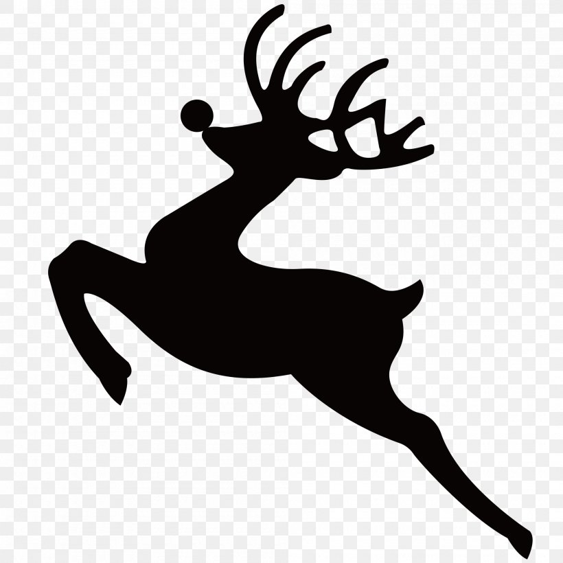 Red Deer Vector Graphics Reindeer, PNG, 2000x2000px, Deer, Blackandwhite, Elk, Logo, Red Deer Download Free
