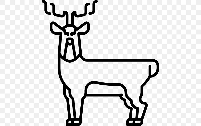 Reindeer Line Wildlife Clip Art, PNG, 512x512px, Reindeer, Black And White, Deer, Line Art, Mammal Download Free