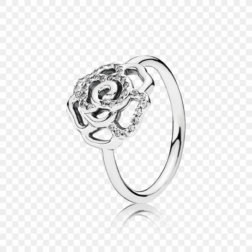Pandora Silver CZ Shimmering Delicate Rose Ring Pandora Silver CZ Shimmering Delicate Rose Ring Cubic Zirconia Jewellery, PNG, 1000x1000px, Pandora, Body Jewelry, Charm Bracelet, Cubic Zirconia, Diamond Download Free