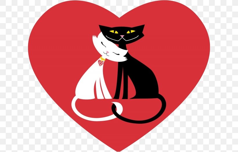 Cat Black Cat Small To Medium-sized Cats Cartoon Heart, PNG, 628x526px, Cat, Black Cat, Black Hair, Cartoon, Heart Download Free