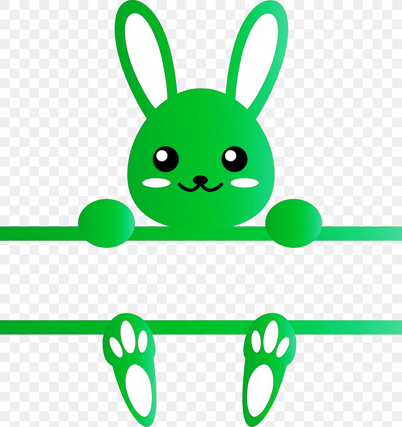 Bunny Frame Easter Day, PNG, 2819x3000px, Bunny Frame, Cartoon, Easter Day, Green, Happy Download Free