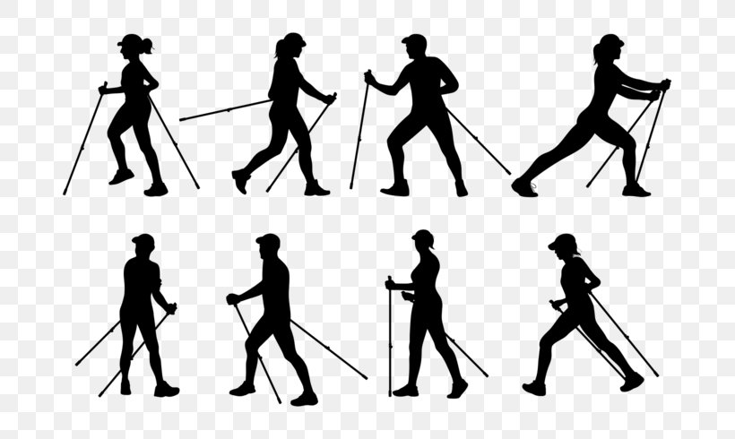 Nordic Walking Hiking Ski Poles, PNG, 700x490px, Walking, Area, Black, Black And White, Climbing Download Free