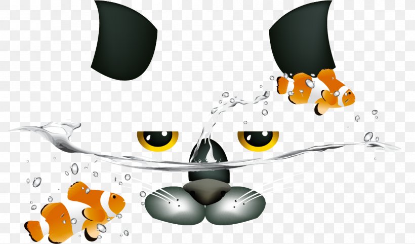 Vector Painted Cats And Goldfish, PNG, 1198x704px, Cat, Aquarium, Brand, Clip Art, Eyewear Download Free