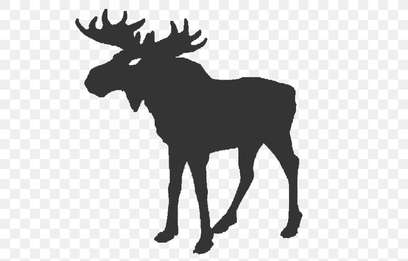 Deer Silhouette Alaska Moose, PNG, 540x525px, Deer, Alaska Moose, Antler, Black And White, Cattle Like Mammal Download Free