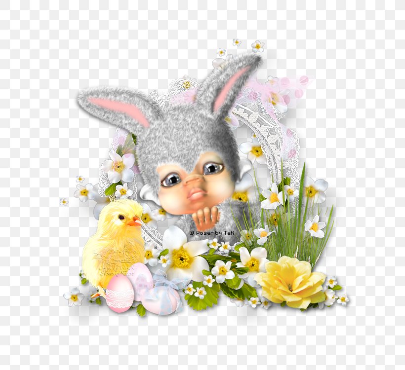 Easter Bunny Rabbit Hare Stuffed Animals & Cuddly Toys, PNG, 750x750px, Easter Bunny, Easter, Floral Design, Flower, Flowering Plant Download Free