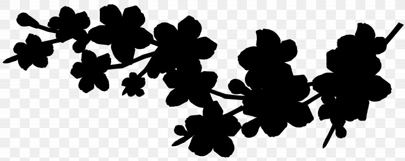 Silhouette Font Black Leaf Flower, PNG, 8000x3195px, Silhouette, Black, Blackandwhite, Flower, Leaf Download Free