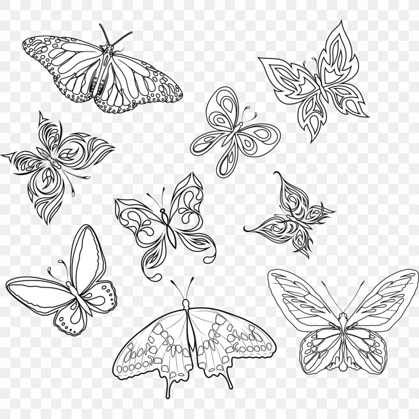 Butterfly Stock Photography Butterflies & Insects Tattoo Art, PNG, 1100x1100px, Butterfly, Artwork, Black And White, Brush Footed Butterfly, Butterflies Insects Download Free