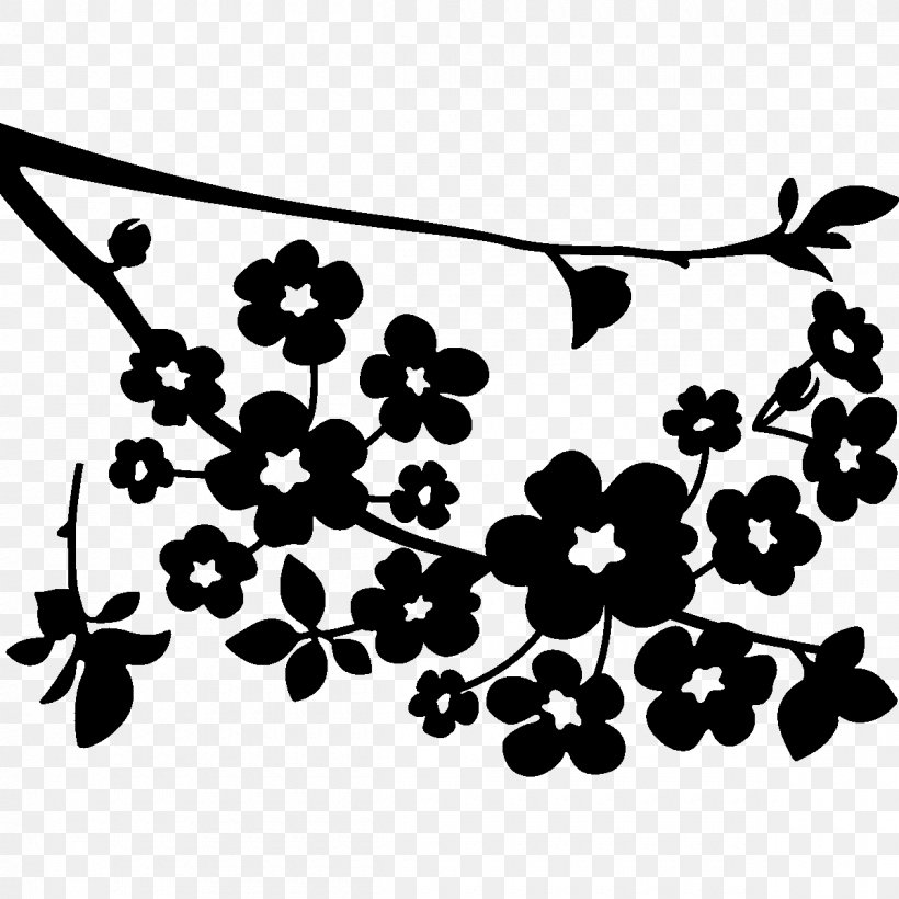 Cherry Blossom Drawing Coloring Book Clip Art, PNG, 1200x1200px, Cherry Blossom, Art, Black, Black And White, Black Cherry Download Free
