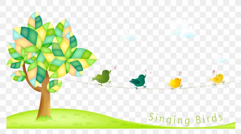 Bird Singing Cartoon Clip Art, PNG, 5273x2933px, Watercolor, Cartoon, Flower, Frame, Heart Download Free