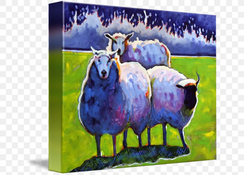 Sheep Painting Gallery Wrap Canvas, PNG, 650x590px, Sheep, Art, Canvas, Cow Goat Family, Gallery Wrap Download Free