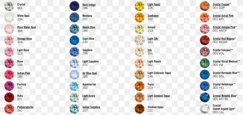 Imitation Gemstones & Rhinestones Color Chart Swarovski AG, PNG, 2248x1065px, Imitation Gemstones Rhinestones, Bead, Body Jewelry, Chart, Color Download Free
