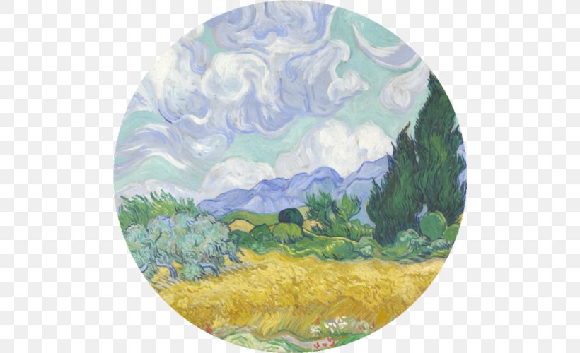 Cypresses Van Gogh Self-portrait Van Gogh, PNG, 500x500px, Cypresses, Art, Artist, Dishware, Field Download Free