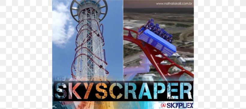 Skyscraper Wooden Roller Coaster Skyplex Amusement Park, PNG, 1024x455px, Skyscraper, Action Camera, Adrenaline, Advertising, Amusement Park Download Free