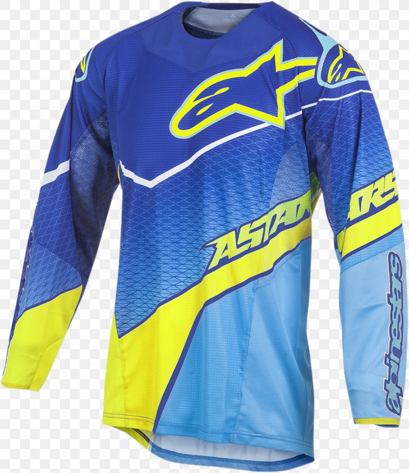 Alpinestars Jersey Clothing Motocross Motorcycle, PNG, 1037x1200px, Alpinestars, Active Shirt, Azure, Bicycle Jersey, Blue Download Free