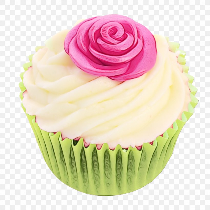 Cupcake Buttercream Baking Cup Icing Pink, PNG, 1024x1024px, Watercolor, Baking Cup, Buttercream, Cake, Cake Decorating Download Free