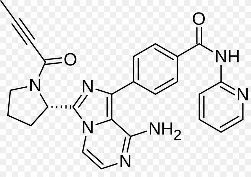 Acalabrutinib Bruton's Tyrosine Kinase B-cell Chronic Lymphocytic Leukemia Pharmaceutical Drug Molecule, PNG, 1200x847px, Bcell Chronic Lymphocytic Leukemia, Area, Black And White, Chemical Compound, Chemical Synthesis Download Free