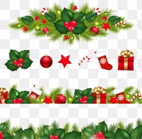 Christmas Border - Christmas Decoration Garland Clip Art PNG