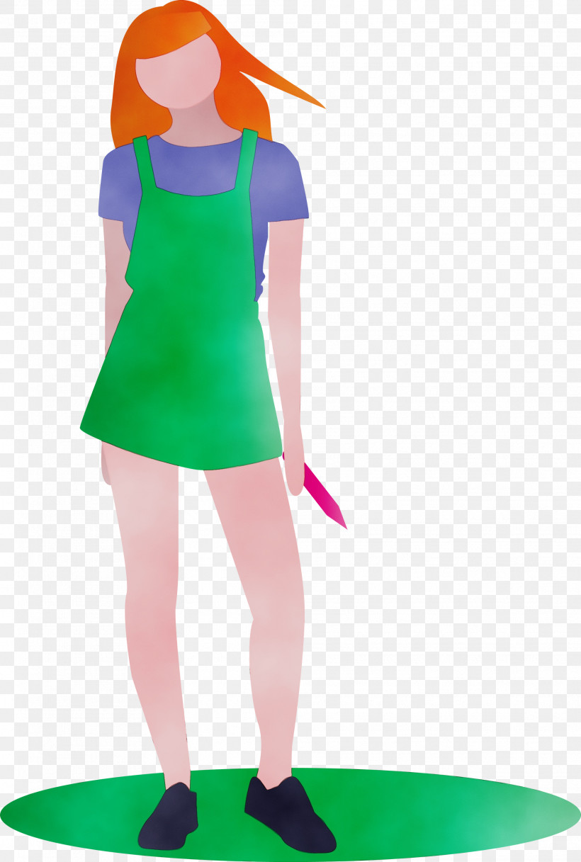 Green Standing Costume, PNG, 2021x3000px, Fashion Girl, Costume, Green, Paint, Standing Download Free