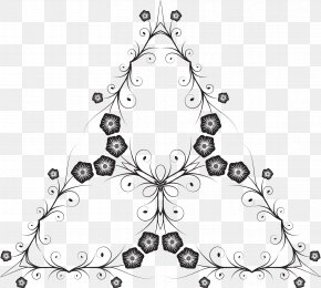 Decorative Flower Vine - Line Art Silhouette Clip Art PNG