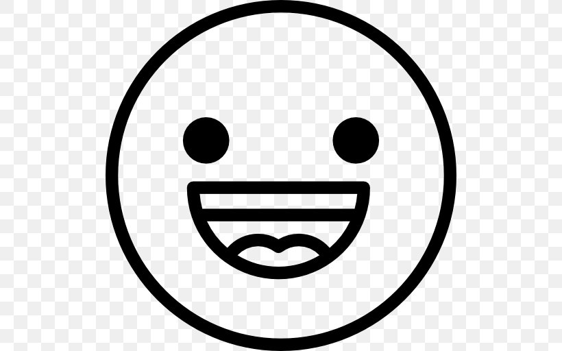 Smiley Happiness Emoticon Emoji, PNG, 512x512px, Smiley, Area, Black And White, Emoji, Emoticon Download Free