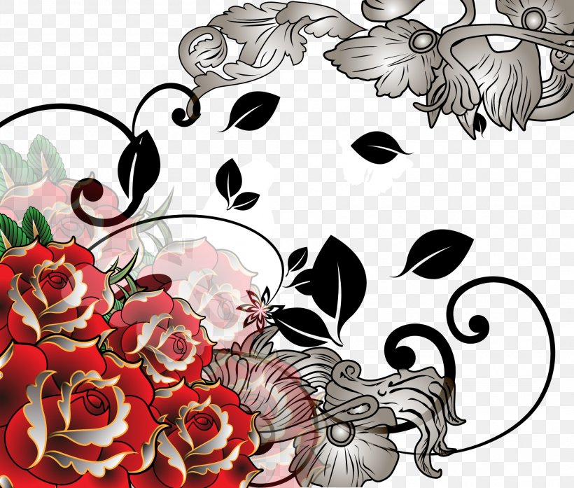Beach Rose Floral Design Illustration, PNG, 2083x1771px, Beach Rose, Art, Butterfly, Fictional Character, Flora Download Free