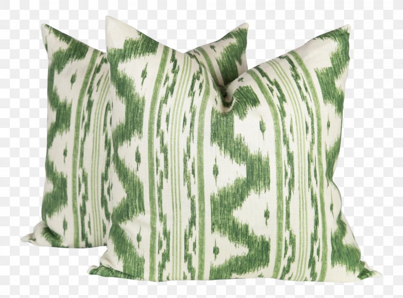 Throw Pillows Green Ikat, PNG, 3000x2218px, Pillow, Grass, Green, Ikat, Textile Download Free