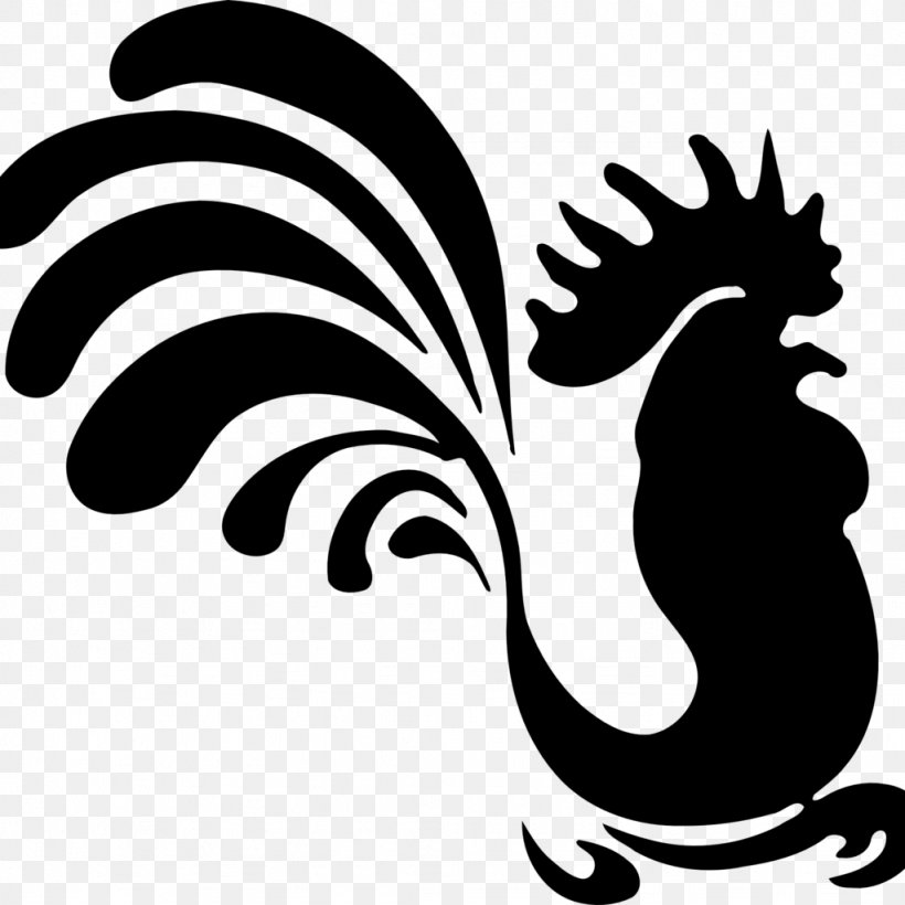 Rooster Chinese Zodiac Chinese New Year Clip Art, PNG, 1024x1024px, Rooster, Artwork, Beak, Bird, Black And White Download Free