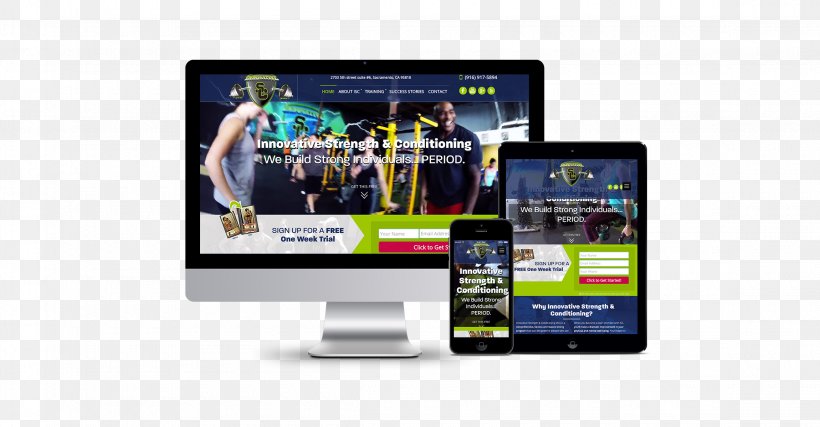 Strength And Conditioning Coach Responsive Web Design Innovative Strength & Conditioning,inc Physical Fitness, PNG, 2300x1200px, Strength And Conditioning Coach, Brand, Communication, Computer Monitor, Display Advertising Download Free