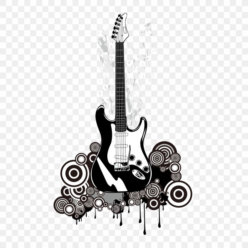 Silhouette Electric Guitar, PNG, 1000x1000px, Watercolor, Cartoon, Flower, Frame, Heart Download Free