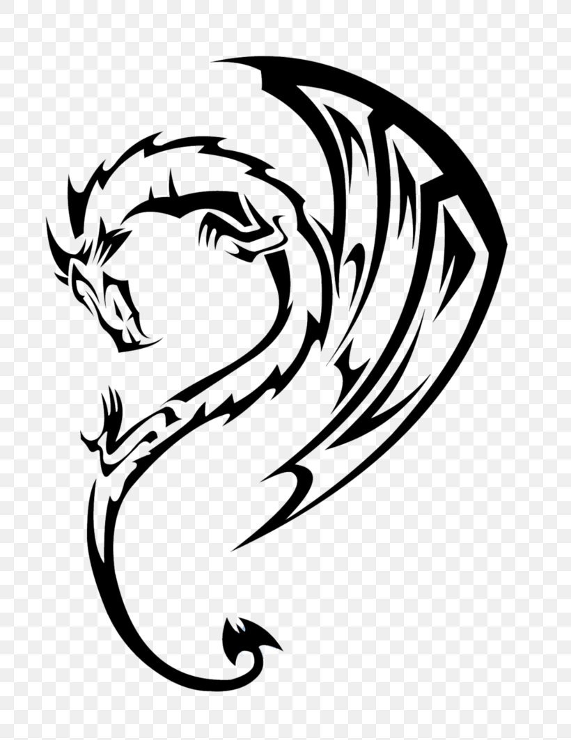 Tattoo Dragon Drawing Clip Art, PNG, 752x1063px, Tattoo, Art, Artwork, Black And White, Chinese Dragon Download Free