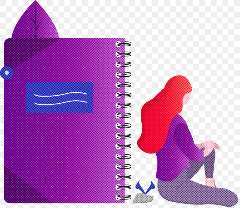 Notebook Girl, PNG, 2999x2601px, Notebook, Footwear, Girl, Magenta, Purple Download Free