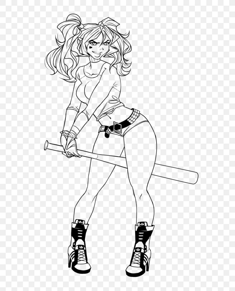 Line Art Harley Quinn Drawing Sketch, PNG, 788x1013px, Watercolor, Cartoon, Flower, Frame, Heart Download Free