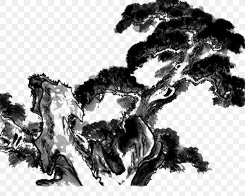 Ink Wash Painting Chinese Painting Tree, PNG, 999x798px, Ink Wash Painting, Art, Black And White, Chinese Painting, Chinoiserie Download Free