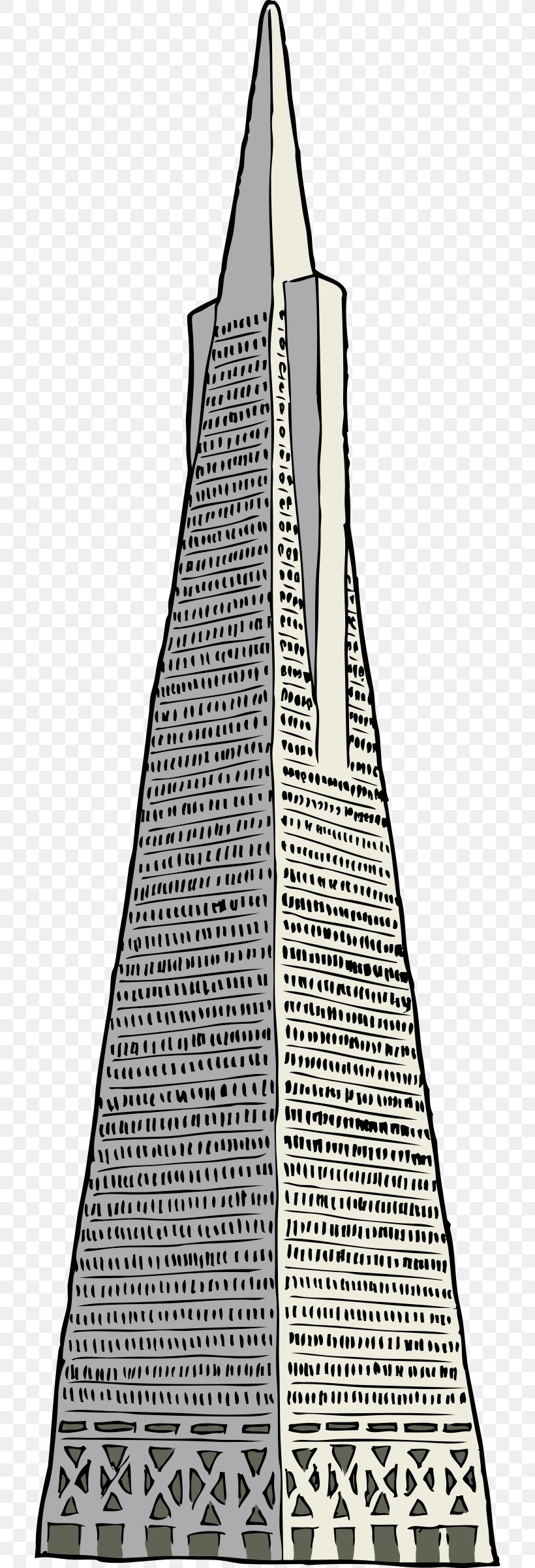 Transamerica Pyramid Coit Tower Building Clip Art, PNG, 714x2400px, Transamerica Pyramid, Area, Black And White, Building, Coit Tower Download Free