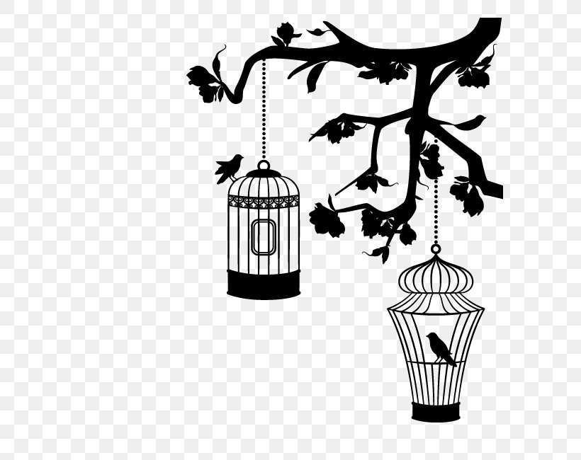 Birdcage Domestic Canary Clip Art, PNG, 650x650px, Bird, Birdcage, Black, Black And White, Branch Download Free