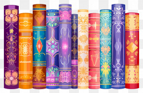 Books Standing - Vivid And Decorated Colorful Book Spines PNG