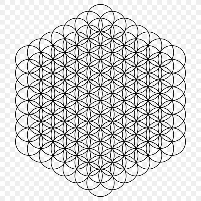 Overlapping Circles Grid Sacred Geometry, PNG, 1024x1024px, Overlapping Circles Grid, Area, Art, Black And White, Diagram Download Free
