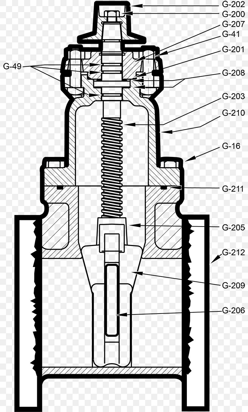 Drawing Gate Valve M & J Valve Services Inc /m/02csf, PNG, 800x1360px, Drawing, Area, Artwork, Black And White, Diagram Download Free