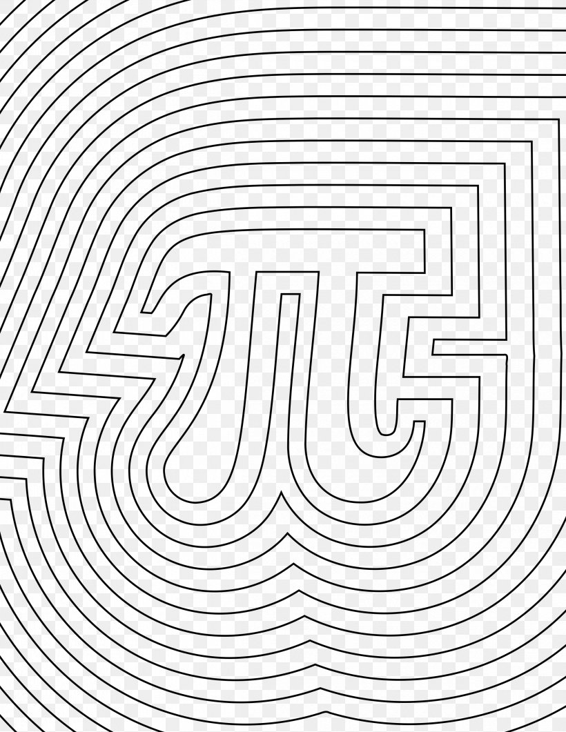 Pi Day Coloring Book Mathematics Symbol, PNG, 2400x3106px, Pi Day, Area, Black And White, Coloring Book, Labyrinth Download Free
