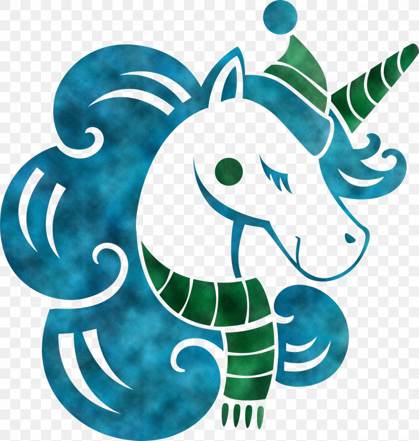 Unicorn Christmas Unicorn, PNG, 2851x3000px, Unicorn, Animal Figure, Aqua, Christmas Unicorn, Seahorse Download Free