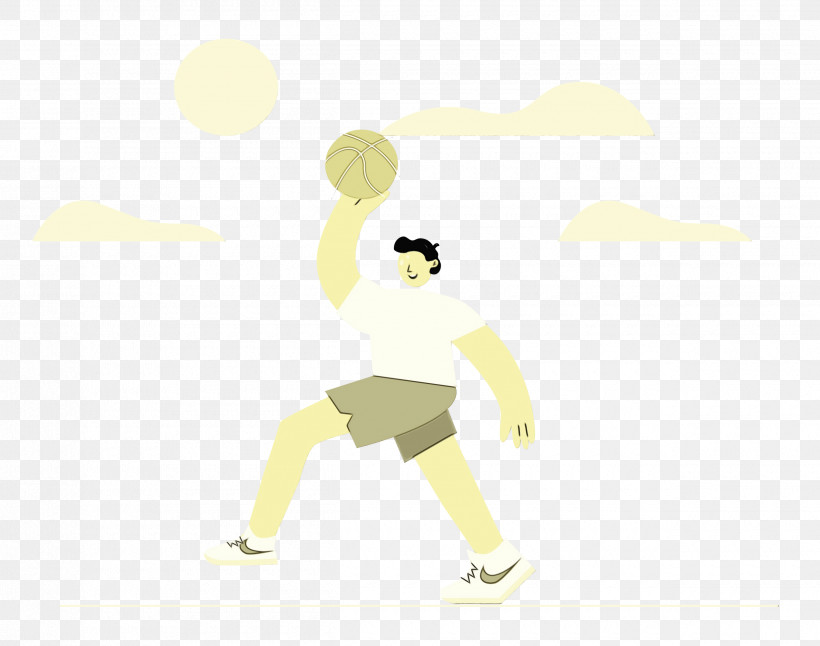 Cartoon Sports Equipment Yellow Happiness, PNG, 2500x1970px, Basketball, Behavior, Cartoon, Happiness, Hm Download Free