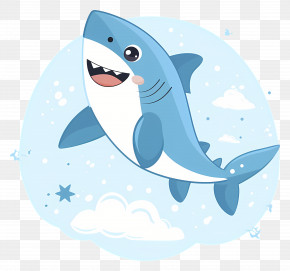 Cute Shark - Friendly Cartoon Shark In Ocean PNG