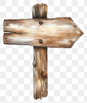 Watercolor Wooden Sign - Wooden Signpost Illustration PNG