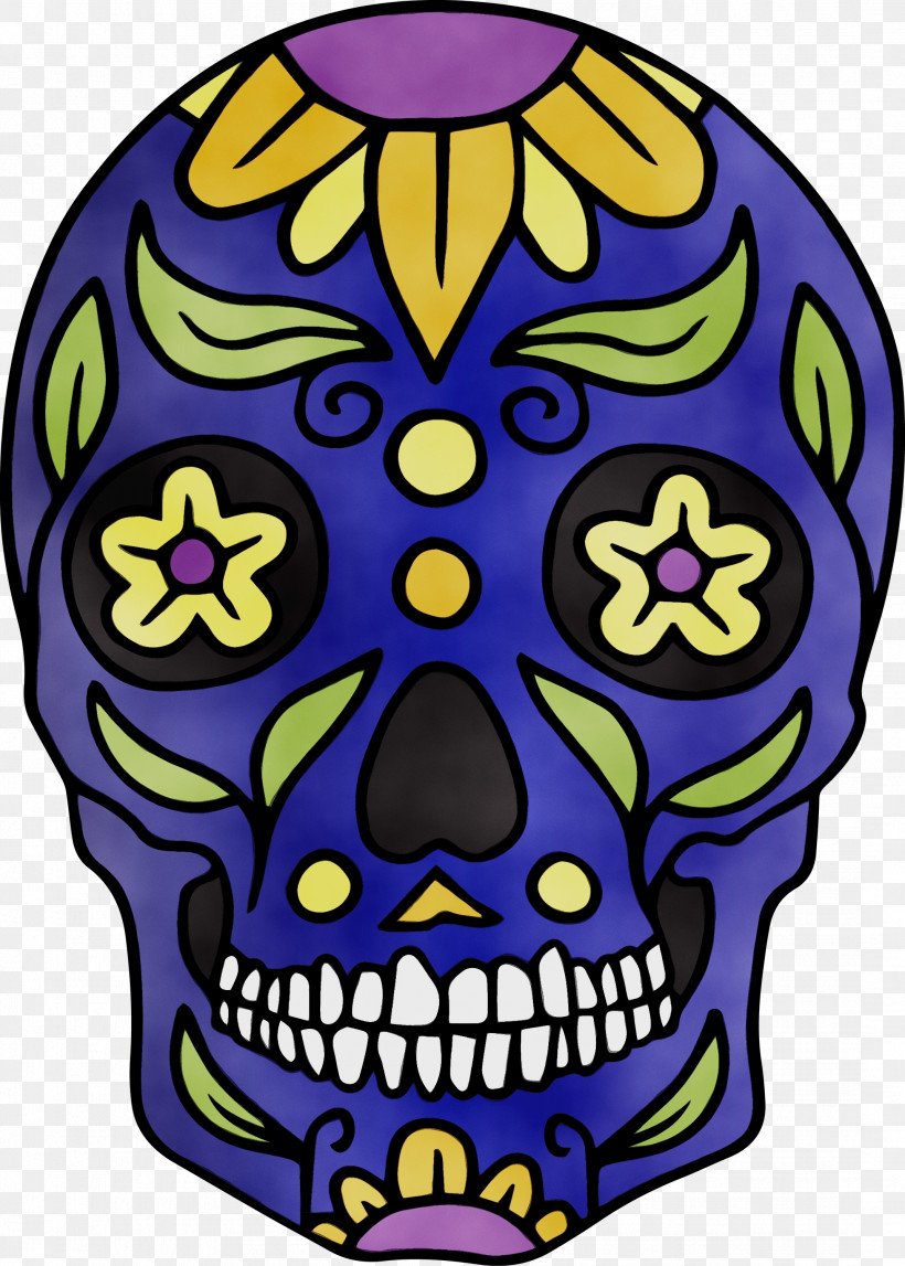 Watercolor Painting Day Of The Dead Icon Poster, PNG, 2143x3000px, Skull, Cinco De Mayo, Day Of The Dead, Mexico, Paint Download Free